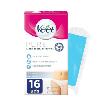 Veet 体毛脱毛蜡条 Bandas De Cera Sensitive Skin（16 个装）