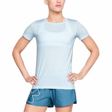T-shirt med kortärm Dam Under Armour HeatGear Ljusblå