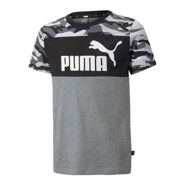 Puma 儿童ESS+迷彩黑色短袖T恤