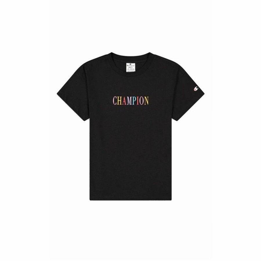 T-shirt med kortärm Dam Champion Crewneck Croptop Svart