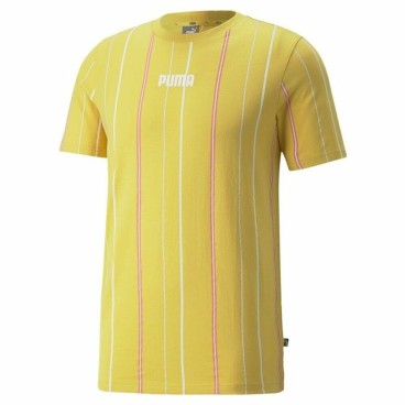 现代基本款条纹男士短袖 T 恤 M 黄色