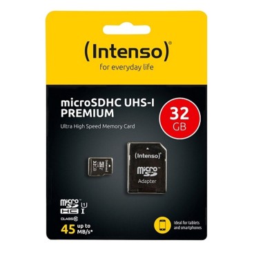 Micro-SD Minneskort med Adapter INTENSO 34234 UHS-I Premium Svart
