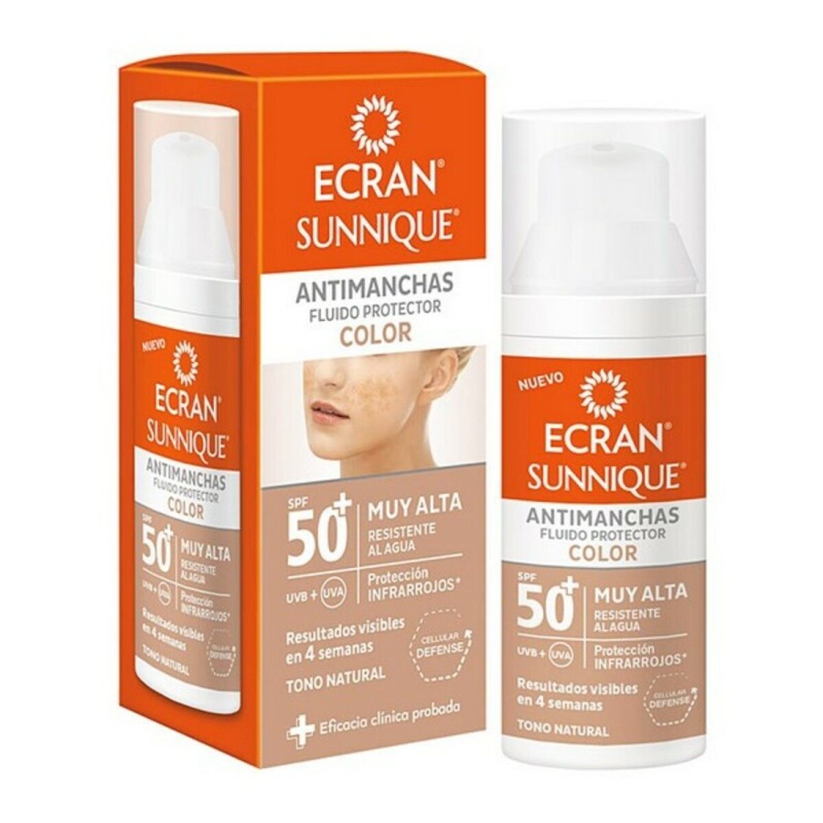 Sol Lotion som Motverkar Bruna Fläckar ECRAN SUNNIQUE COLOR Ecran Spf 50+ (50 ml) 50+ (50 ml)