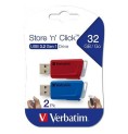 Minnessticka Verbatim Store 'n' Click 2 Delar Blå Multicolour 32 GB