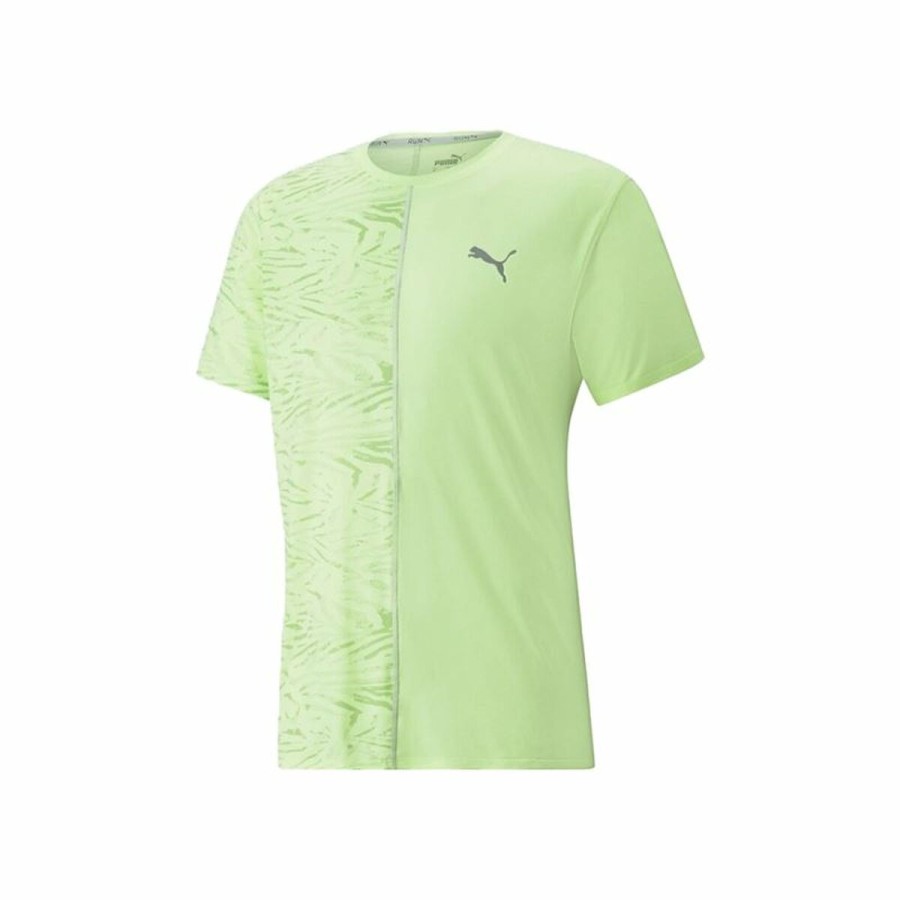 Puma 石灰绿带袖跑步图案运动衫
