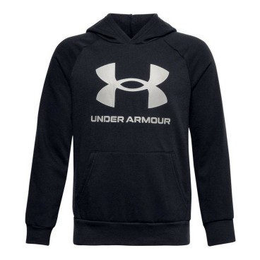 Under Armour 黑色 Rival 大徽标中性连帽运动衫