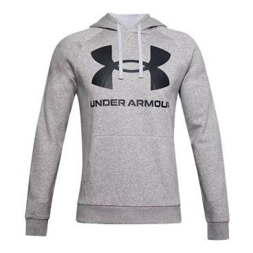 Under Armour 浅灰色 Rival 大徽标男士连帽运动衫