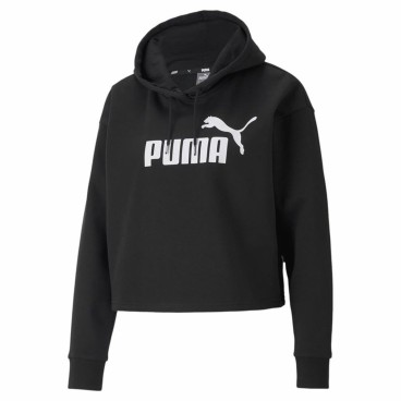 Tröja med huva Dam Puma Essentials Cropped Logo Svart