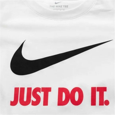 Barn T-shirt med kortärm Nike Swoosh Just Do It Vit