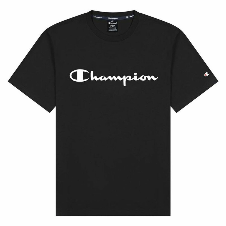 Champion 短袖 T 恤 圆领脚本徽标中号 黑色