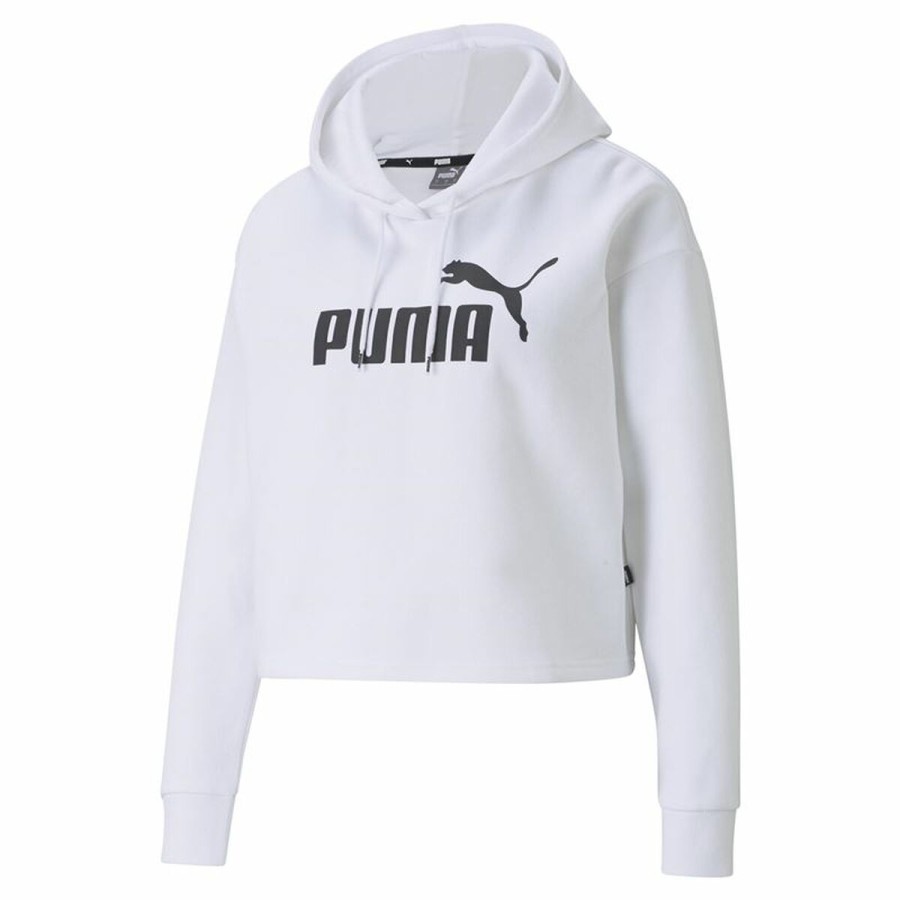 Puma 连帽运动衫 女款 Essentials 徽标 白色