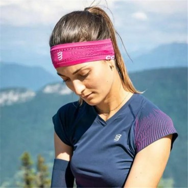 Huvudsportband Compressport Thin On/Off Fuchsia