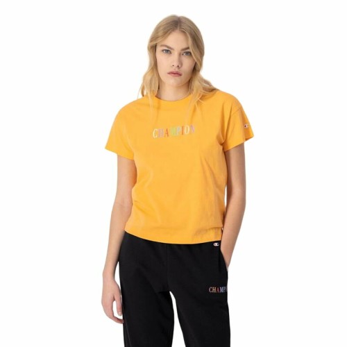 T-shirt med kortärm Dam Champion Crewneck Croptop Gul