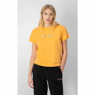 T-shirt med kortärm Dam Champion Crewneck Croptop Gul