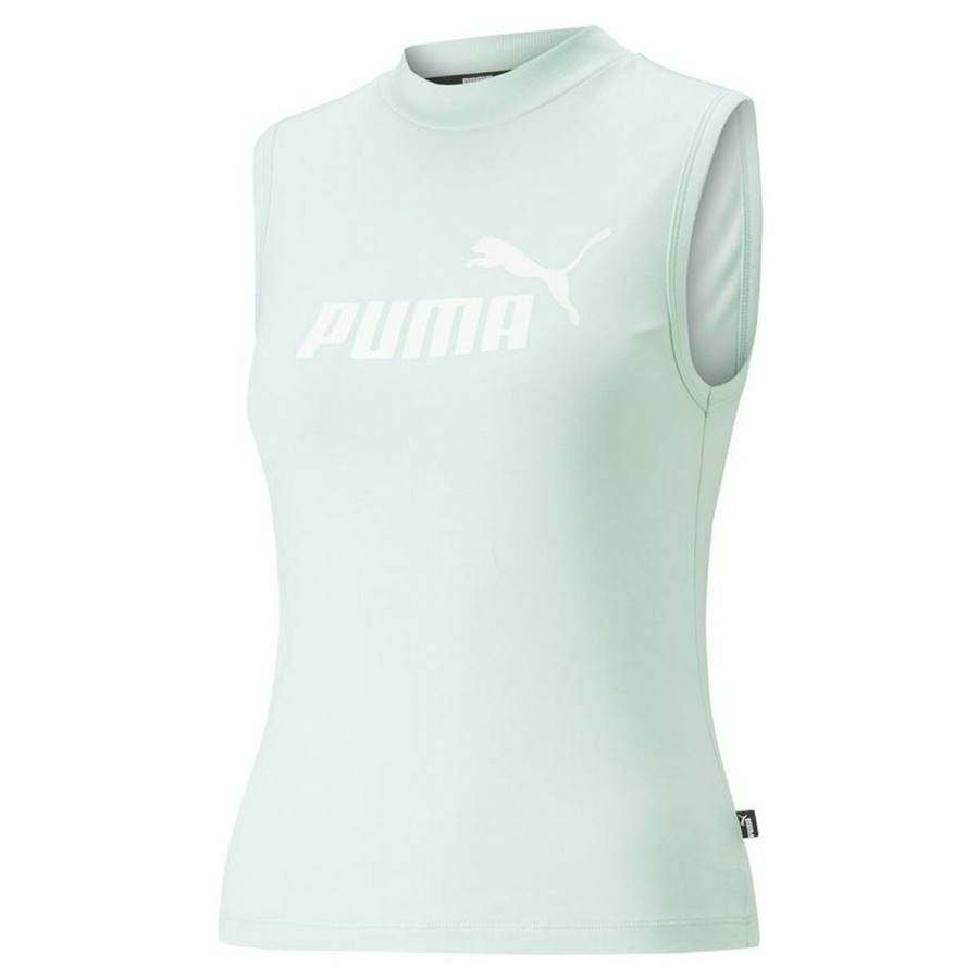 Puma 海蓝无袖运动女衬衫修身徽标背心