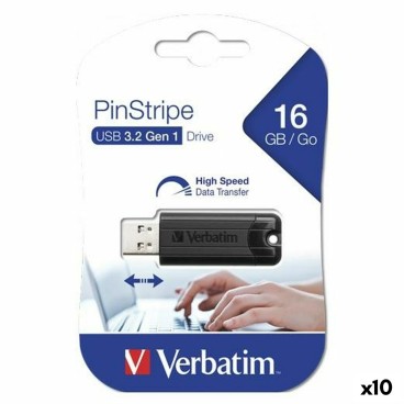 Minnessticka Verbatim Pinstripe Svart 16 GB (10 antal)