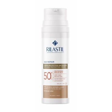 Solskydd med färg Rilastil Age Repair SPF 50+ 50 ml Anti age