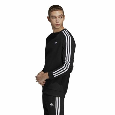 Tröja utan huva Herr Adidas 3 stripes Svart