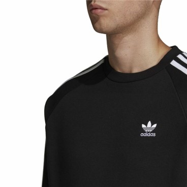 Tröja utan huva Herr Adidas 3 stripes Svart