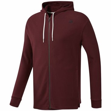 Tröja med huva Herr Reebok TE TWILL FZ HOODIE EC079 Rödbrun