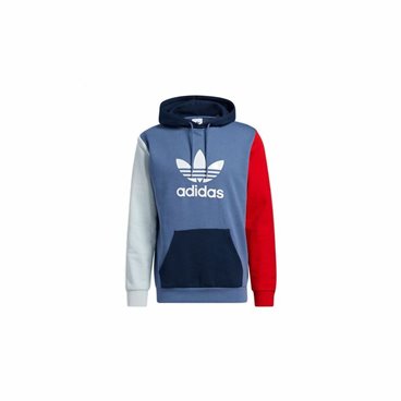 Adidas 蓝色方格图案连帽运动衫