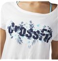 Reebok 短袖 T 恤 女式花朵图案 Easy Crossfit 白色