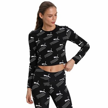 Puma 女式短袖 T 恤 Amplified AOP LS 合身黑色