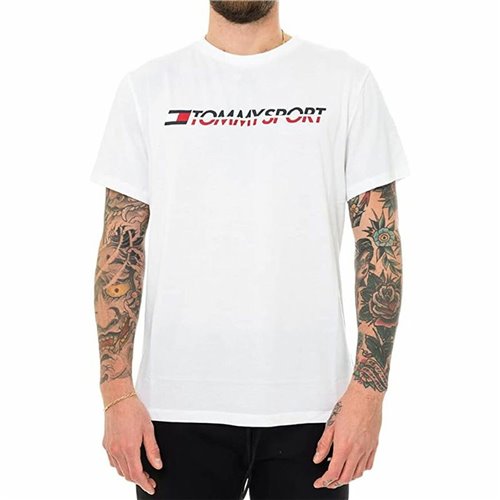 T-shirt med kortärm Herr Tommy Hilfiger Logo Chest Vit