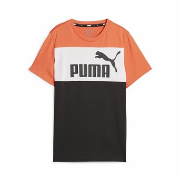 Puma 王牌方格黑橙色儿童短袖 T 恤