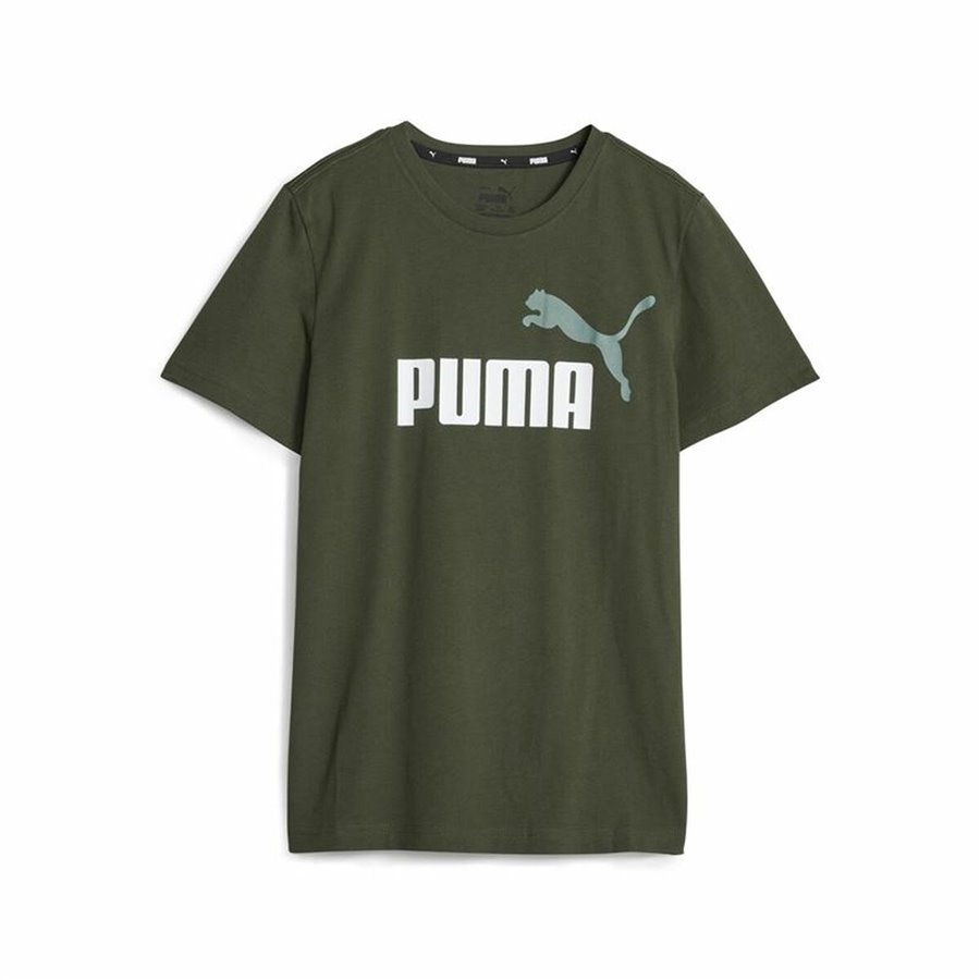 Puma 儿童短袖 T 恤 Ess+ 2 Col Logo 墨绿色