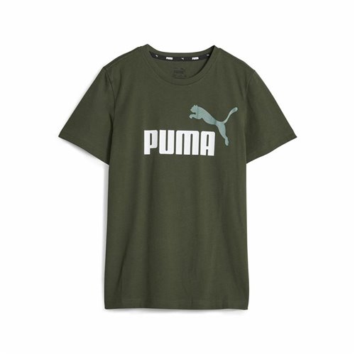 Barn T-shirt med kortärm Puma Ess+ 2 Col Logo Mörkgrön