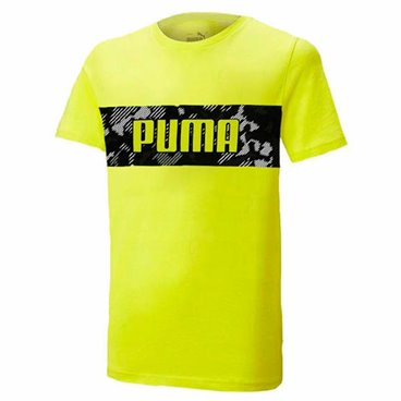 Puma 儿童短袖T恤 图案运动衫 黄色