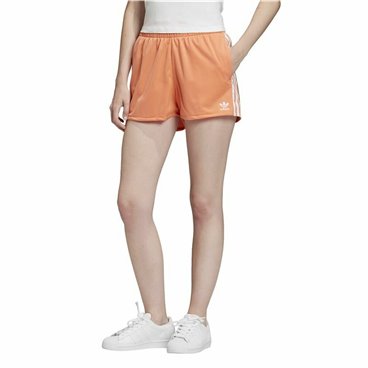 Adidas 橙色 3 条纹女式运动短裤