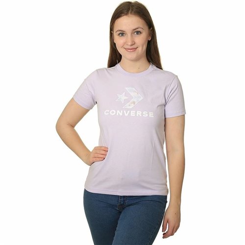 T-shirt med kortärm Dam Converse Seasonal Star Chevron Lavendel