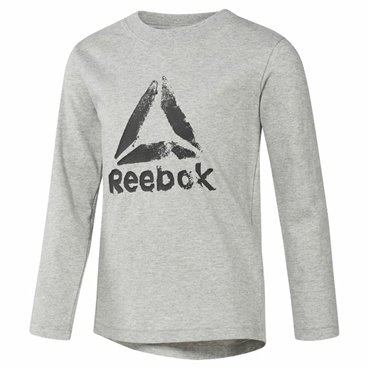 Reebok 浅灰色长袖男童训练T恤