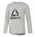 Reebok 浅灰色长袖男童训练T恤