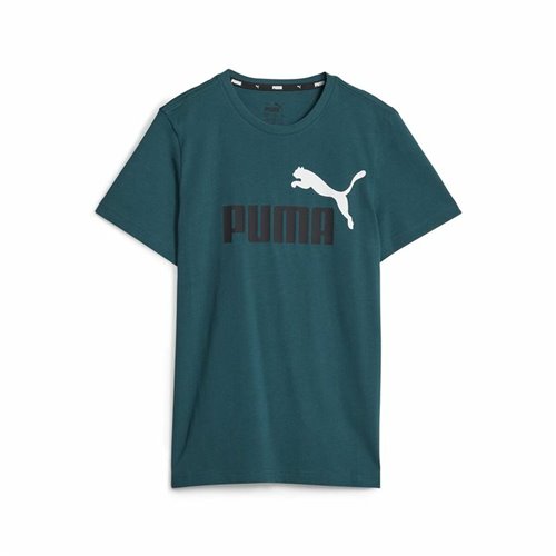 Barn T-shirt med kortärm Puma Ess+ 2 Col Logo Mörkgrön