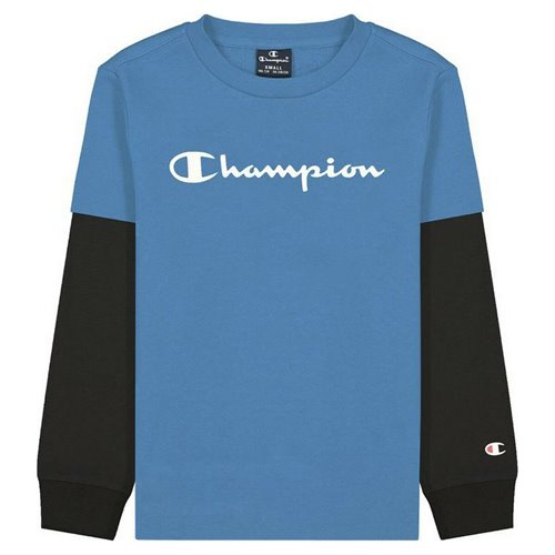 Barn T-shirt med kortärm Champion Two Sleeves Blå