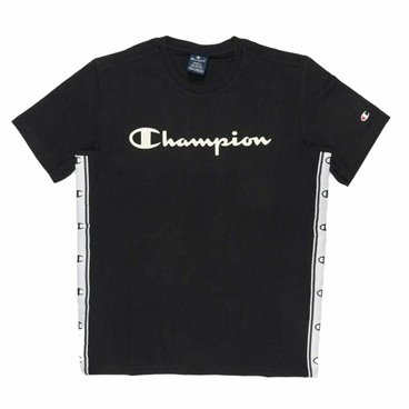 Champion 黑色针织短袖男士 T 恤