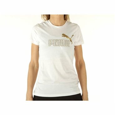 Puma 短袖 T 恤 女士图案 T 恤 白色