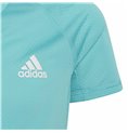 Adidas Aeroready 三色条纹海蓝色儿童短袖T恤