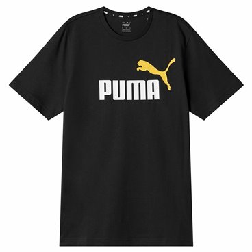 Puma 黑色 Ess+ 2 Col 徽标男士短袖 T 恤