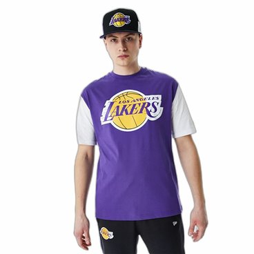 New Era 男士短袖 T 恤 NBA 彩色插图 洛杉矶湖人队 紫色