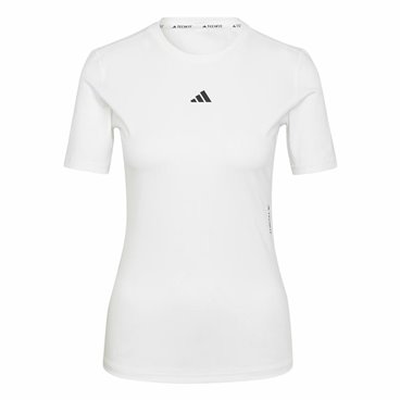 Adidas 短袖女式 T 恤 Techfit 训练款 白色