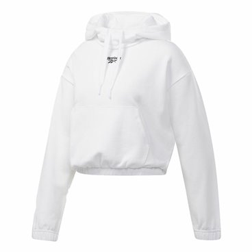 Tröja med huva Dam Reebok Sportswear Cropped Vit