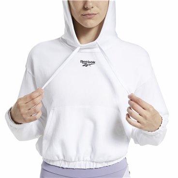 Tröja med huva Dam Reebok Sportswear Cropped Vit