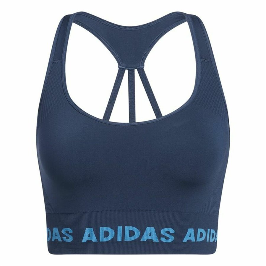 Adidas 蓝色 Aeroknit 运动胸罩