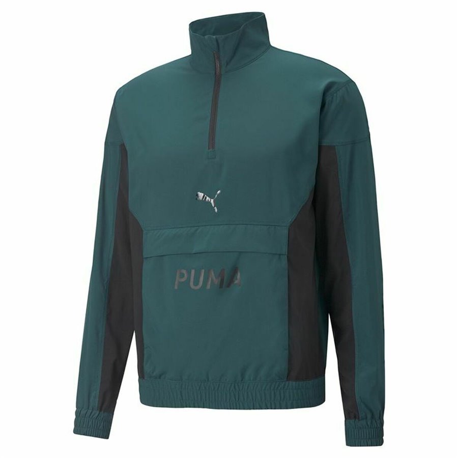 Puma 男士无帽运动衫 合身梭织训练服 绿色