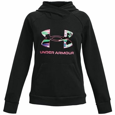 Under Armour 连帽衫，女孩 Rival 大徽标黑色