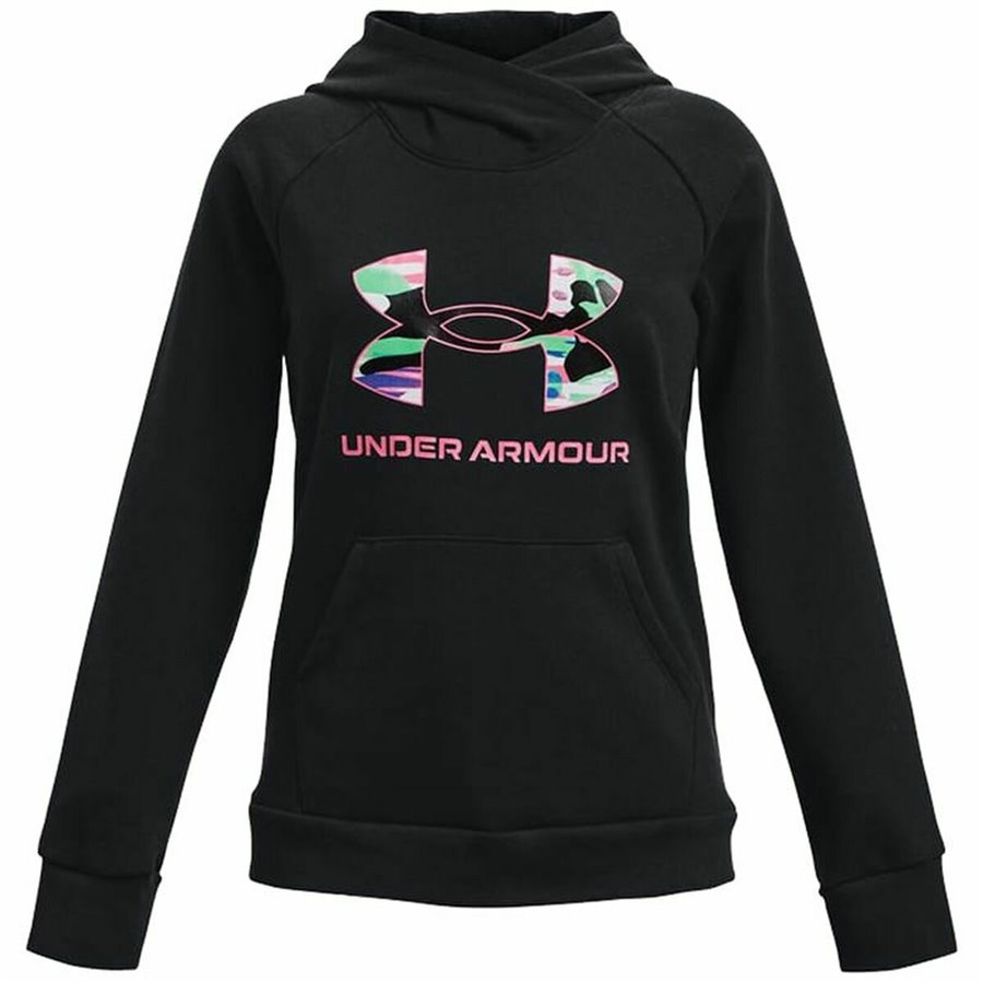 Under Armour 连帽衫，女孩 Rival 大徽标黑色